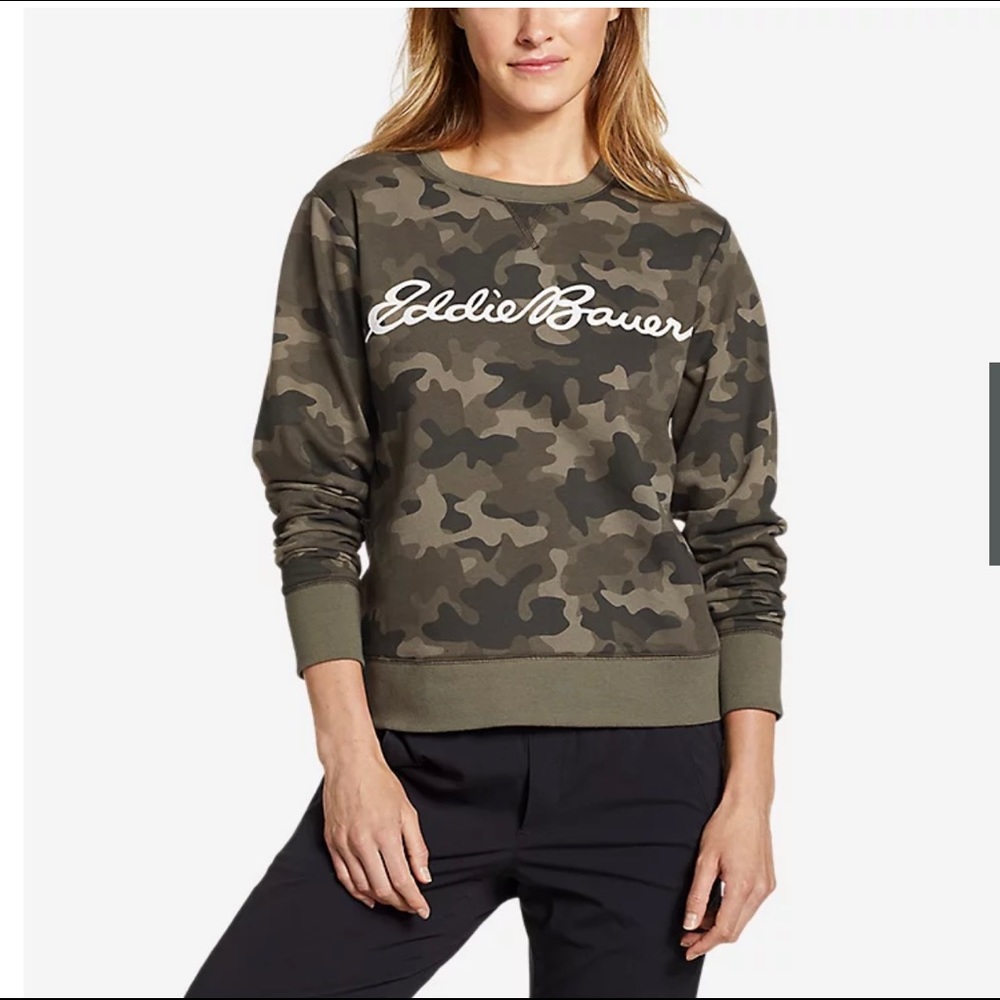 EDDIE BAUER SWEATSHIRT CREW NECK CAMOUFLAGE SIZE LARGE